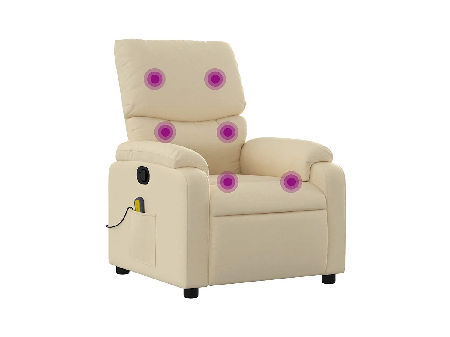 Fauteuil inclinable-Chaise de relax-Fauteuil de Massage Crème Tissu SHL3579