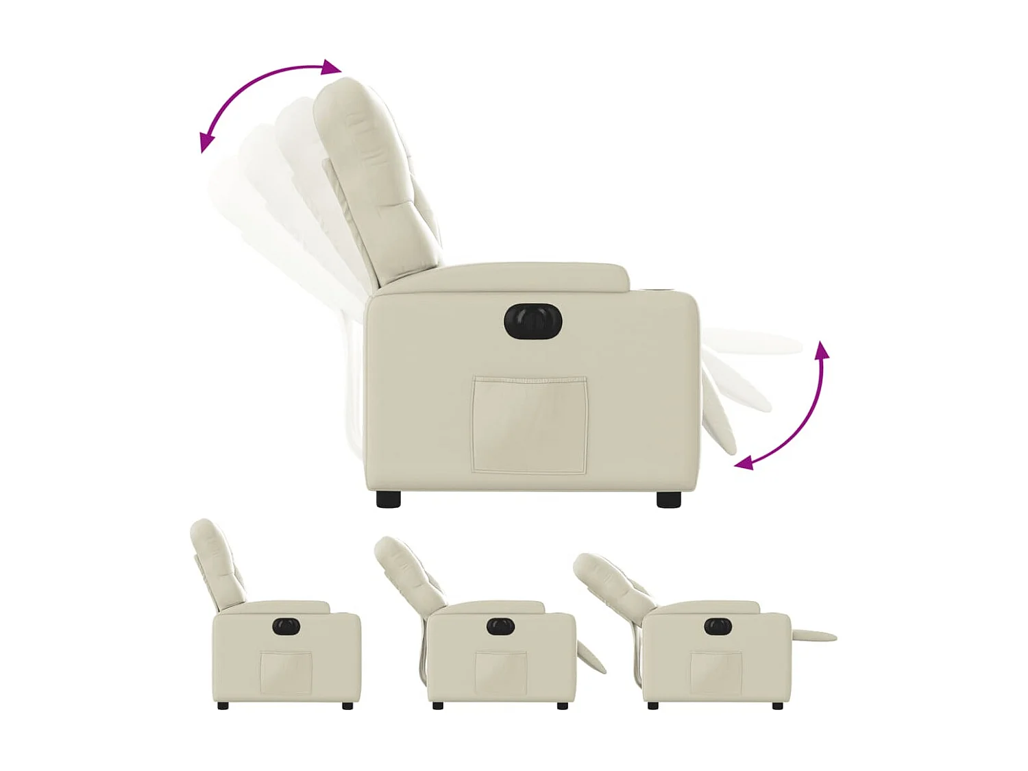 Sillón de relax | Silla | Sillón reclinable eléctrico de cuero sintético crema SHL3821