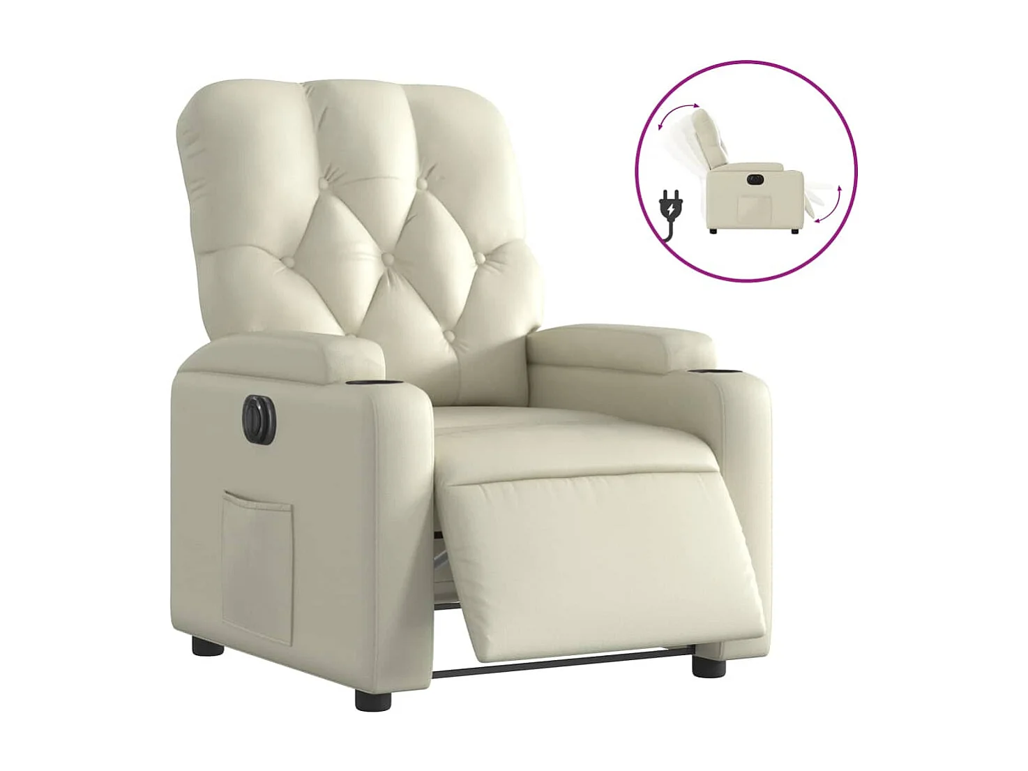 Relaxsessel Elektrisch | Lounge Sessel indoor Creme Kunstleder SHL4409