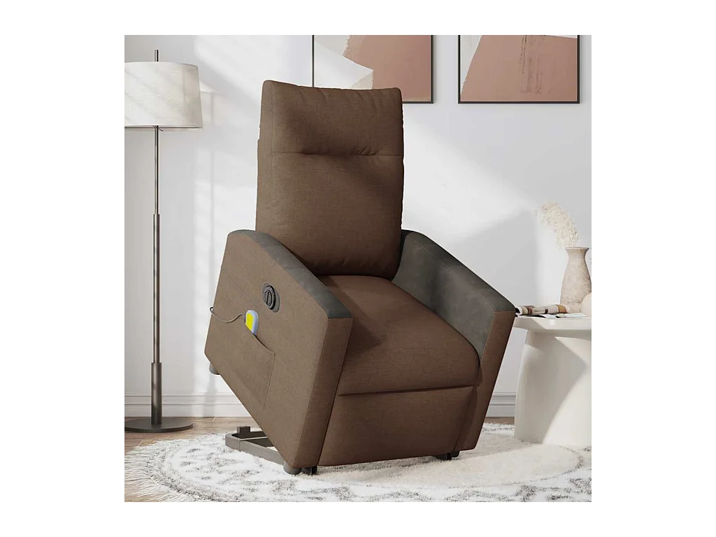 Sillón de salón | Silla | Sillón de masaje eléctrico reclinable elevable tela marrón SHL4706