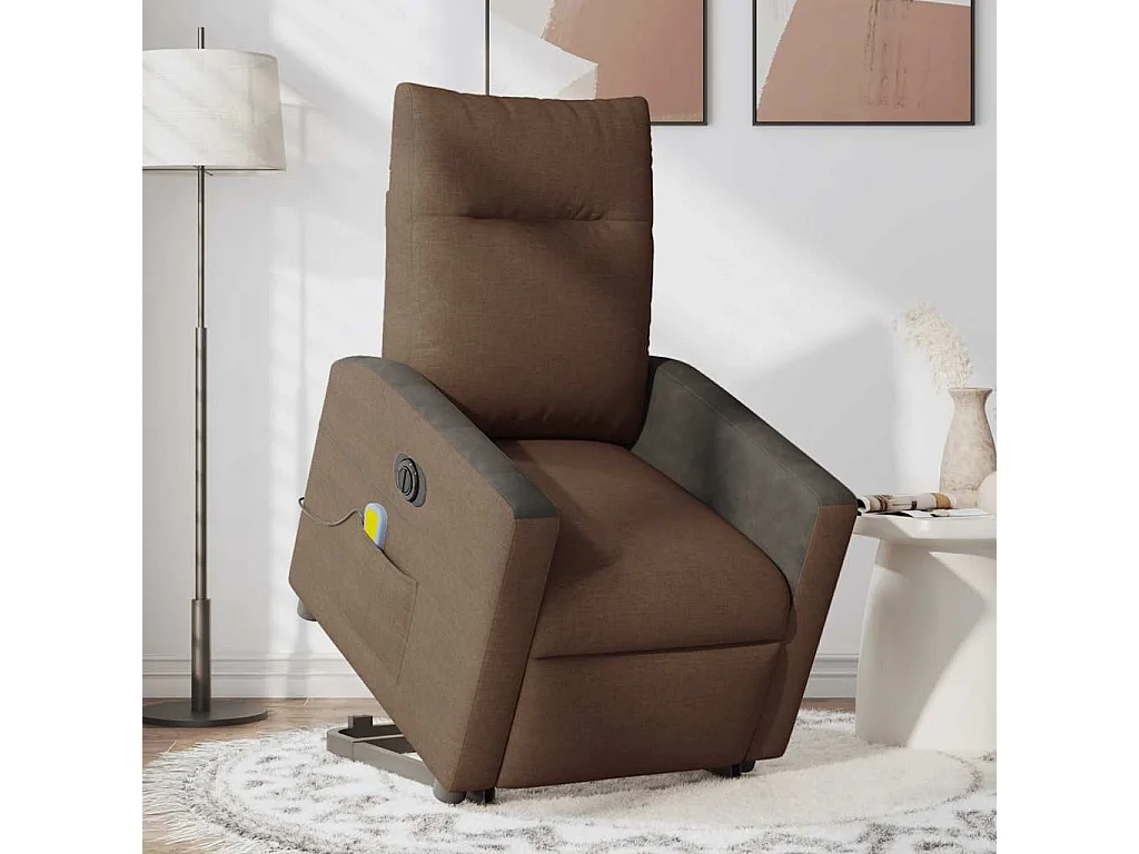Fauteuil inclinable électrique-Chaise de relax-Fauteuil de Massage Marron Tissu SHL3300