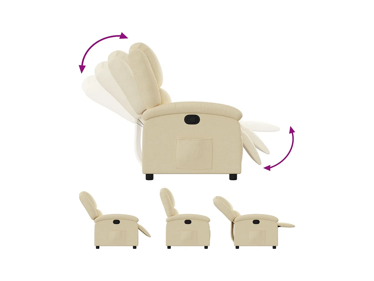 Fauteuil inclinable-Chaise de relax-Fauteuil salon crème tissu SHL2116