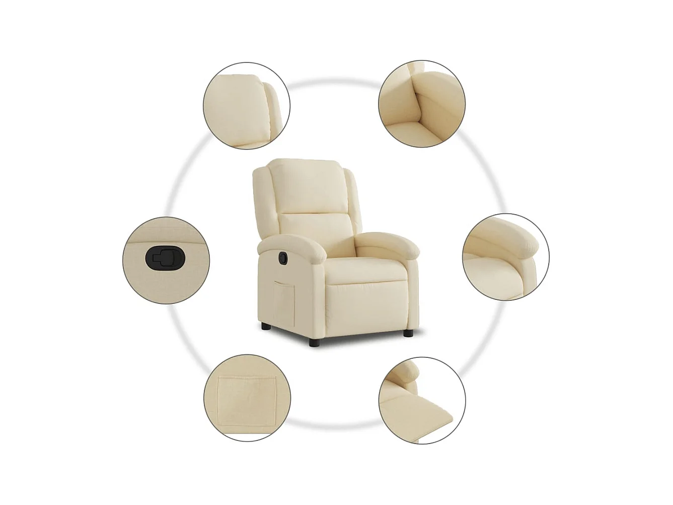 Fauteuil inclinable-Chaise de relax-Fauteuil salon crème tissu SHL2116
