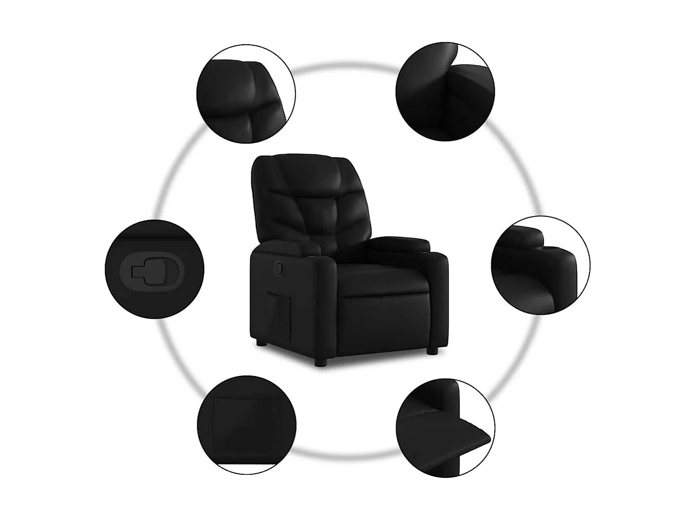 Sillón de relax | Sillón reclinable elevable cuero artificial negro SHL4245