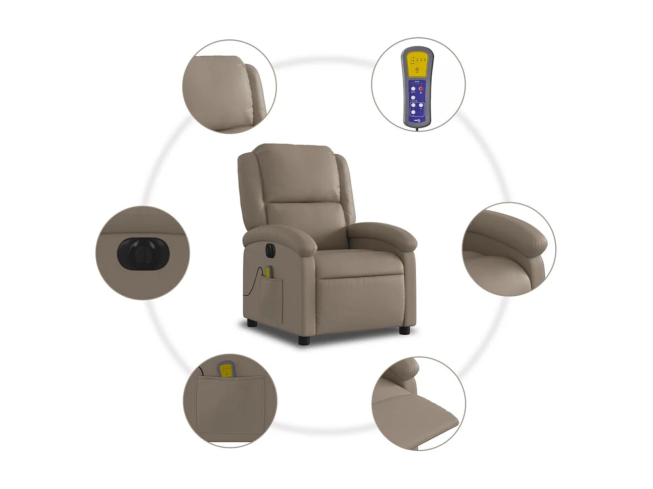 Sillón de relax | Sillón reclinable de masaje eléctrico cuero sintético capuchino SHL5622