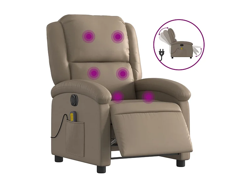 Fauteuil inclinable électrique-Fauteuil de massage pour Salon cappuccino similicuir SHL1771