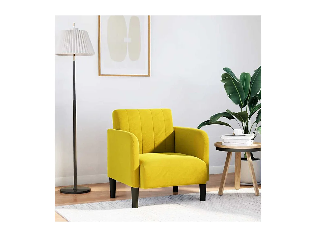 Sillón de relax con reposabrazos terciopelo amarillo 54 cm SHL6924