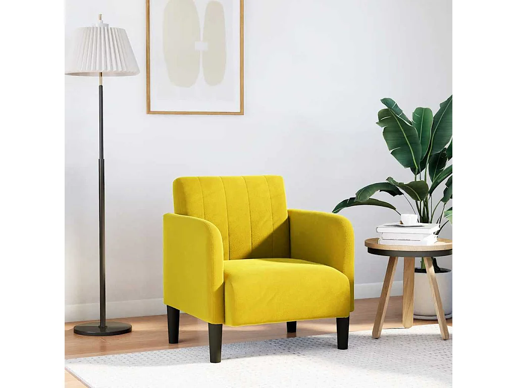 Fauteuil Salon-Chaise de relax avec accoudoirs jaune 54 cm velours SHL1372