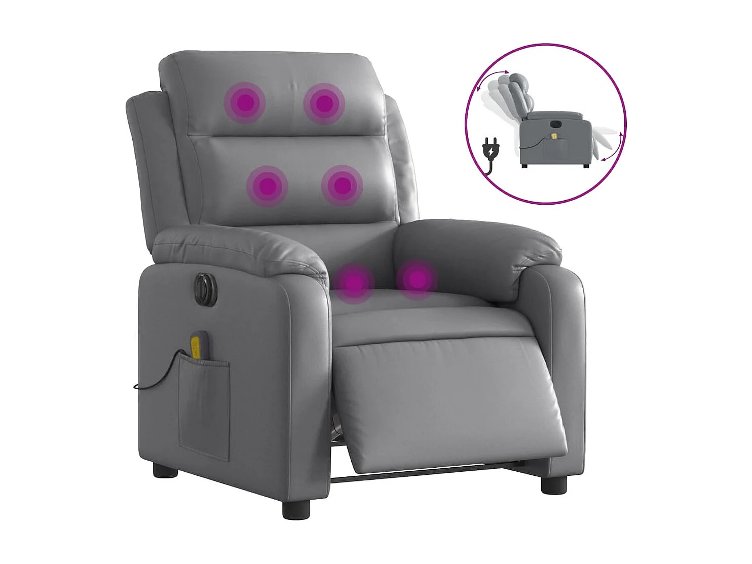 Massagesessel Elektrisch | Relaxsessel indoor Grau Kunstleder SHL7907