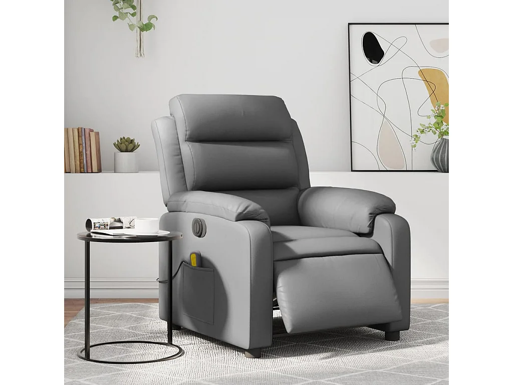 Massagesessel Elektrisch | Relaxsessel indoor Grau Kunstleder SHL7907