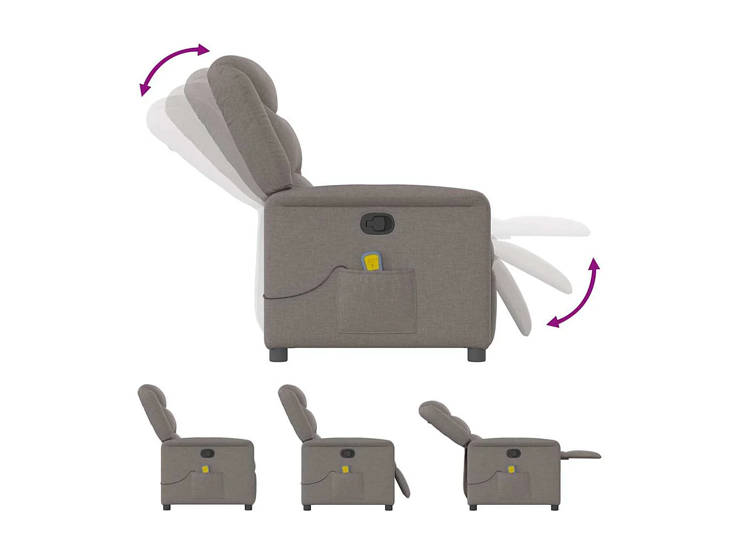 Poltrona de massagens reclinável tecido cinzento-acastanhado SHL862783