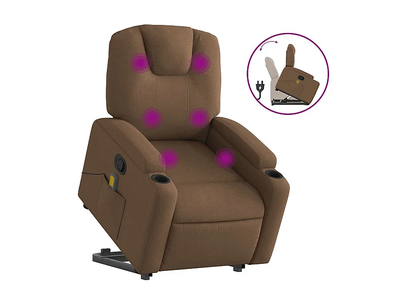 Fauteuil inclinable-Chaise de relax-Fauteuil de Massage Marron Tissu SHL4707