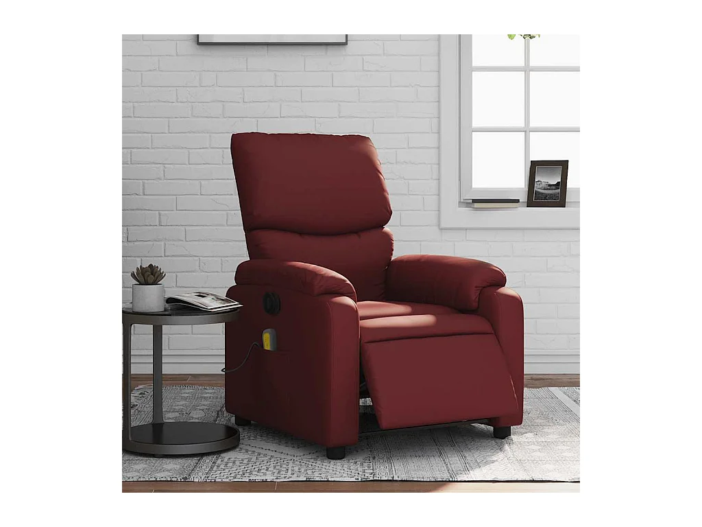 Sillón de salón | Silla | Sillón masaje reclinable eléctrico cuero sintético rojo tinto SHL8441
