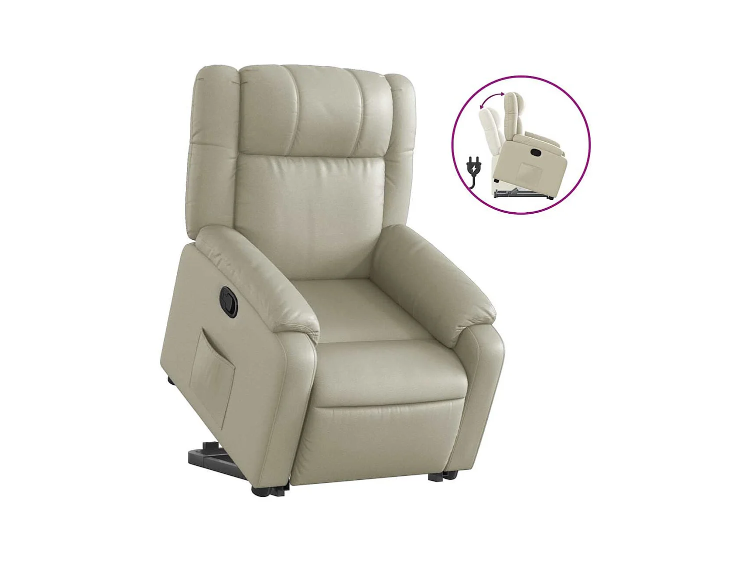 Fauteuil inclinable-Chaise de relax-Fauteuil salon Crème Similicuir SHL4296