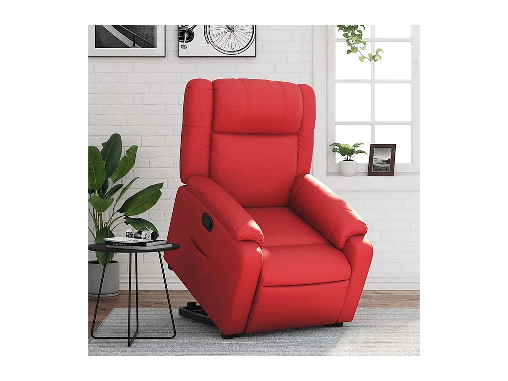 Sillón de relax | Sillón reclinable elevable cuero artificial rojo SHL5752