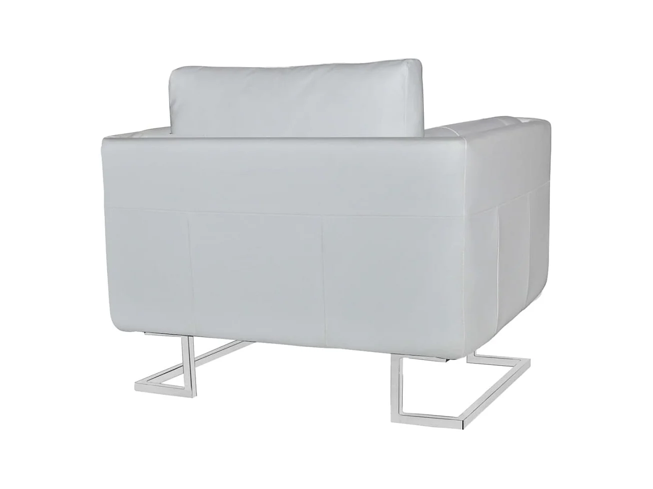 Sillón de salón con patas cromadas cuero sintético blanco SHL8325