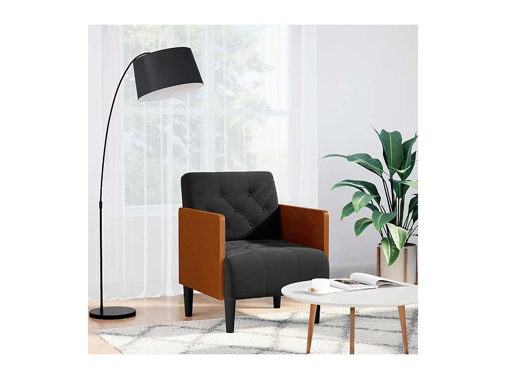 Sillón de relax con reposabrazos Terciopelo negro 55 cm SHL5936