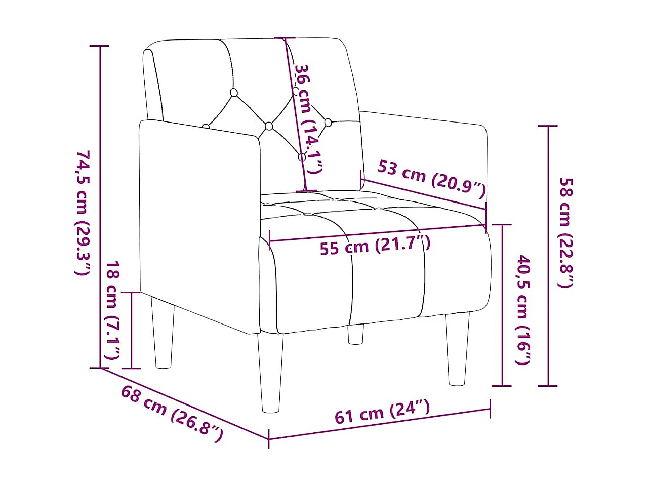 Sillón de relax con reposabrazos Terciopelo negro 55 cm SHL5936