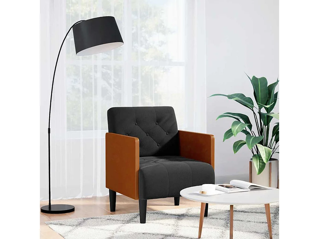 Sillón de relax con reposabrazos Terciopelo negro 55 cm SHL5936