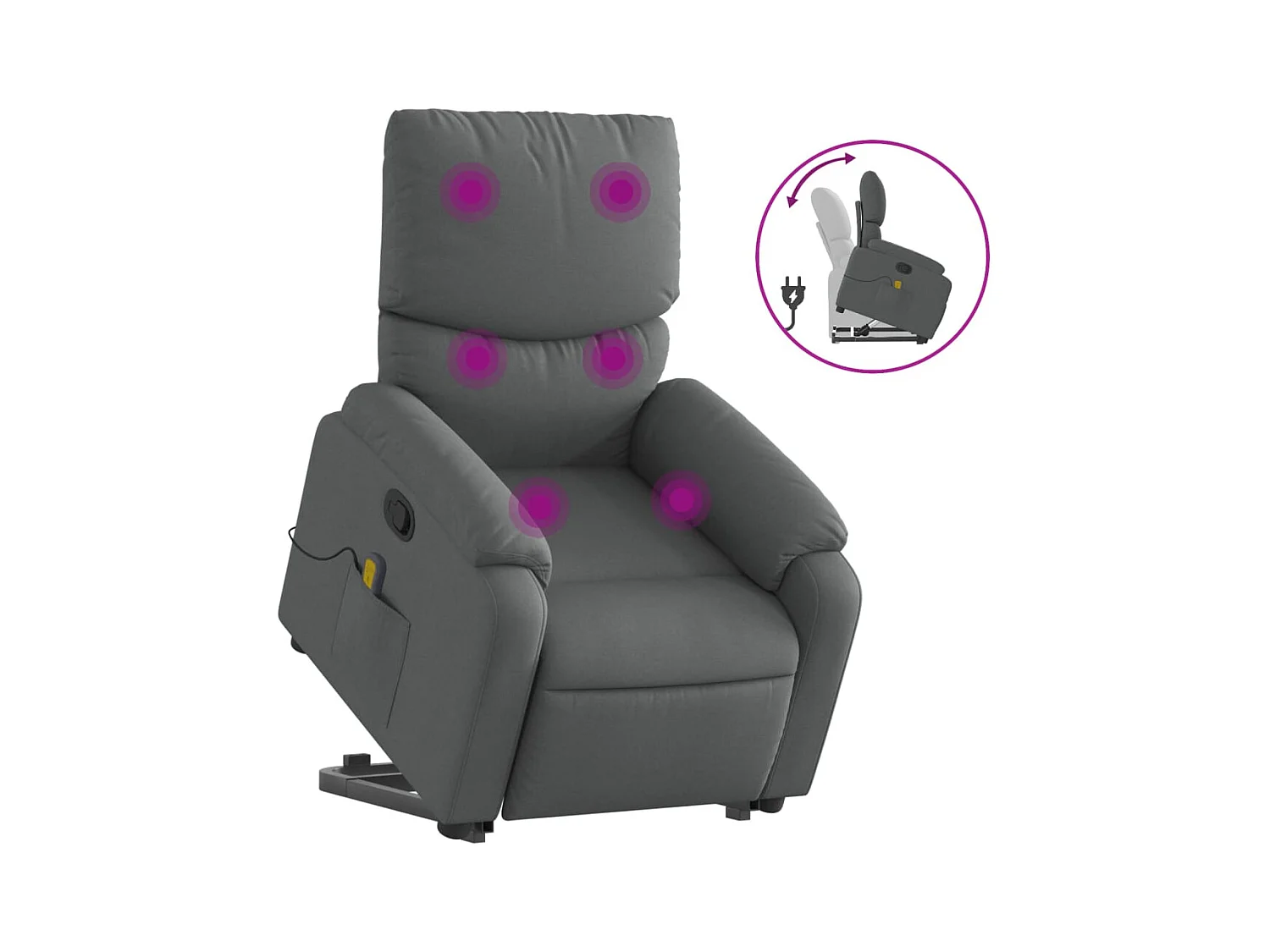 Fauteuil inclinable-Chaise de relax-Fauteuil de Massage Gris foncé Tissu SHL3909