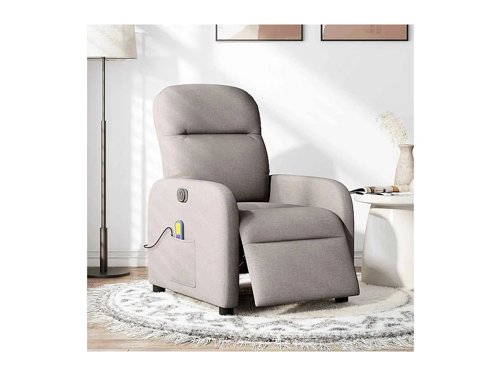Sillón de relax | Sillón reclinable de masaje eléctrico tela gris taupe SHL2487