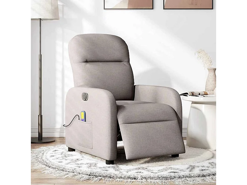 Fauteuil inclinable électrique-Fauteuil de massage de Salon Taupe Tissu SHL4962