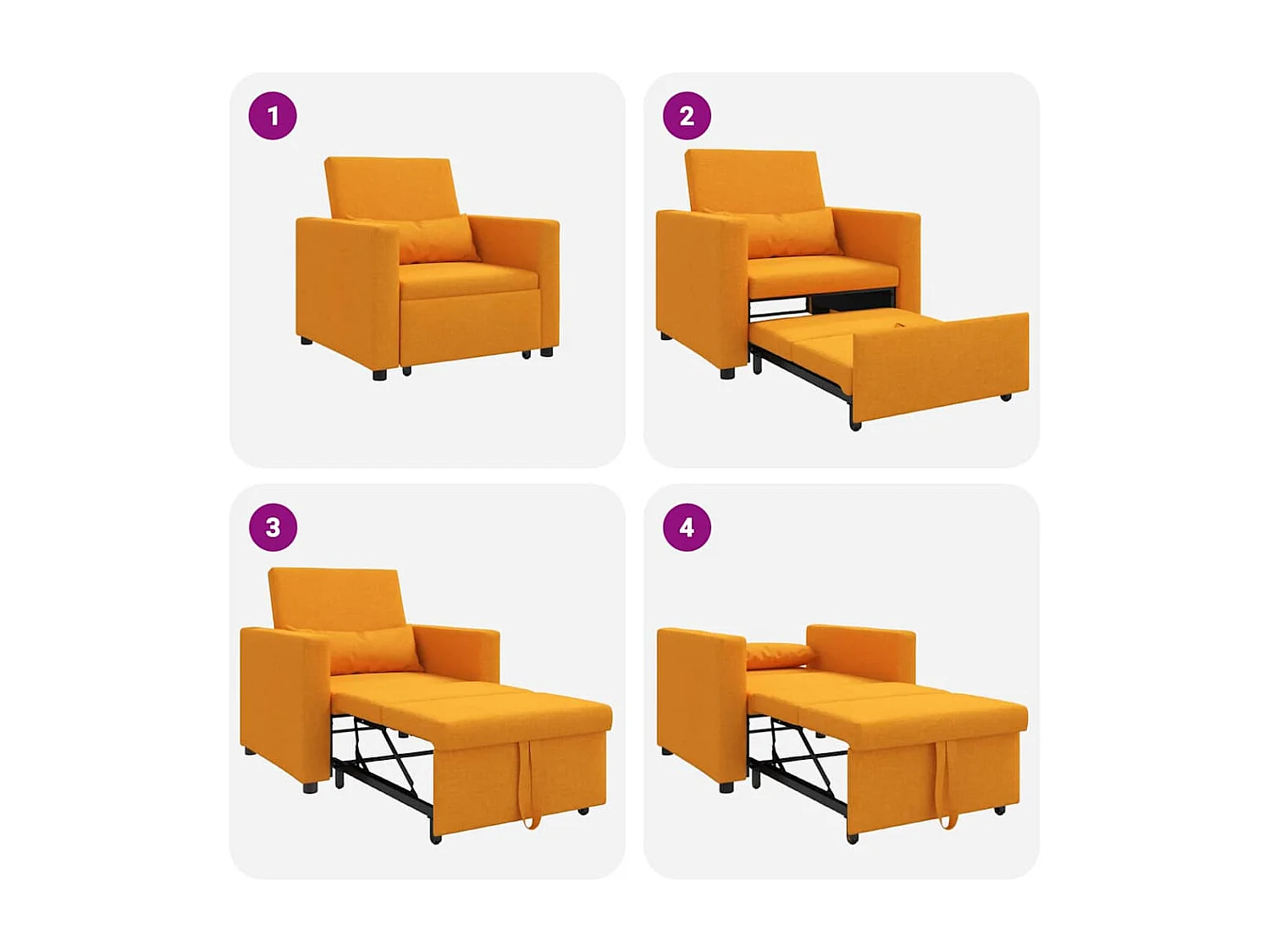 Sofá Cama Individual Amarillo oscuro 90x165x87 cm tela SHL3693