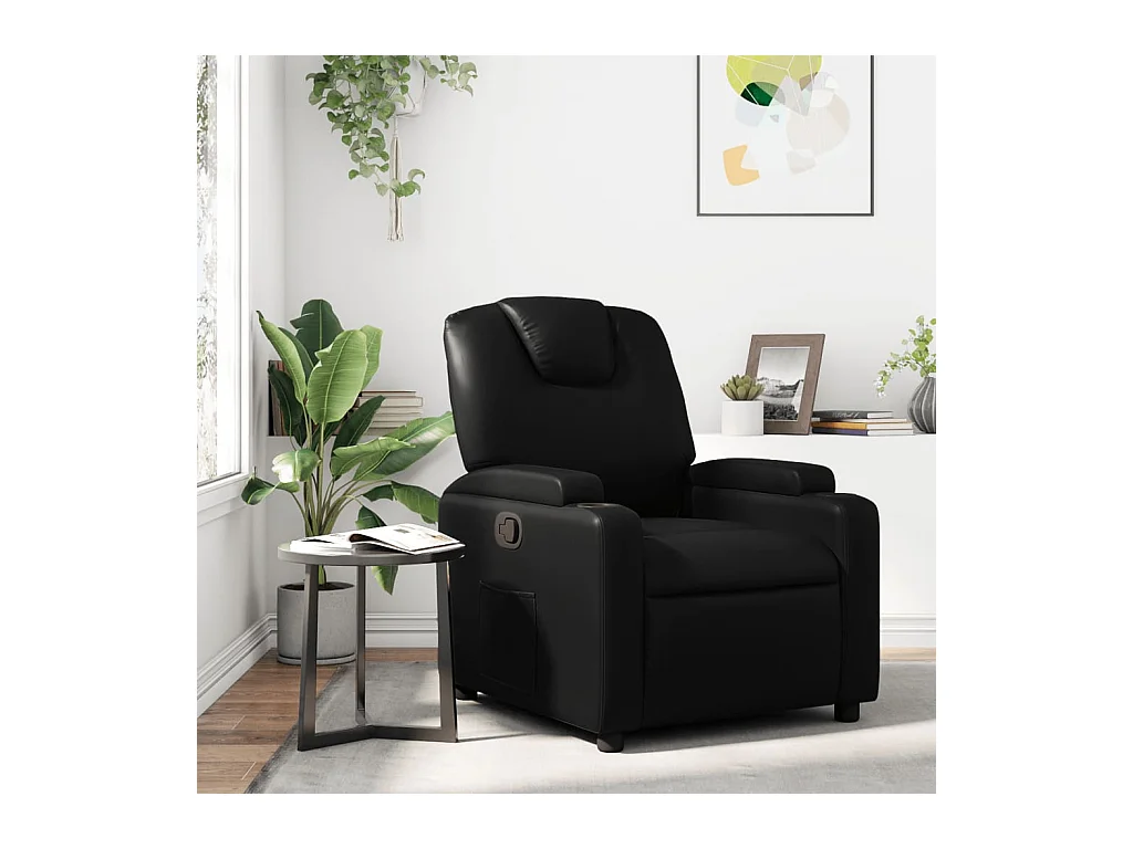 Stoel | Relaxfauteuil | Relaxstoel zwart kunstleer