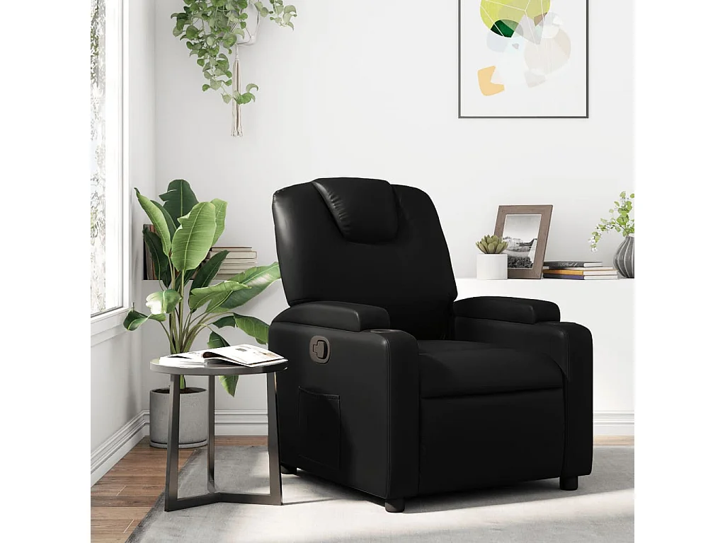 Relaxsessel | Lounge Sessel für Wohnzimmer Kunstleder Schwarz SHL68368
