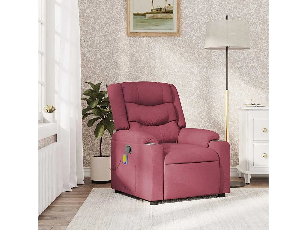 Fauteuil inclinable-Chaise de relax-Fauteuil de Massage Rouge bordeaux Tissu SHL4583