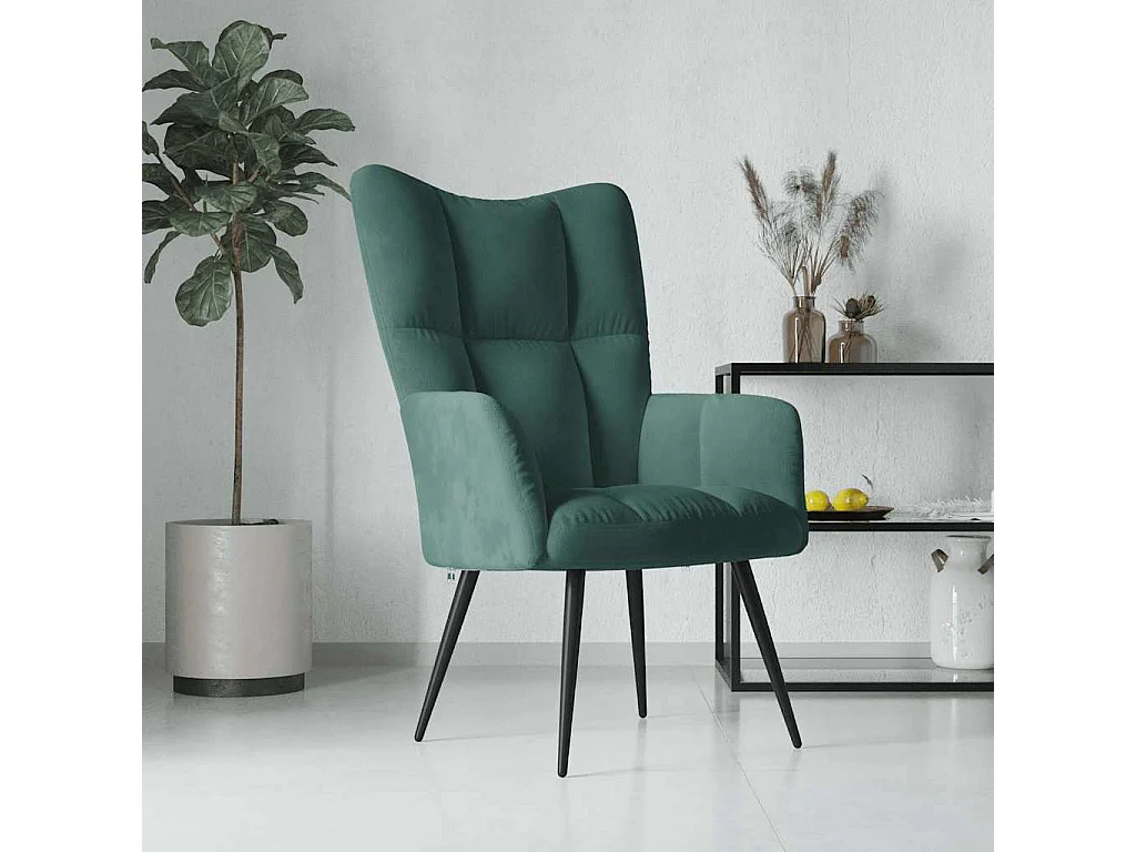 Chaise de relaxation-Fauteuil de Salon Vert foncé Velours SHL1441