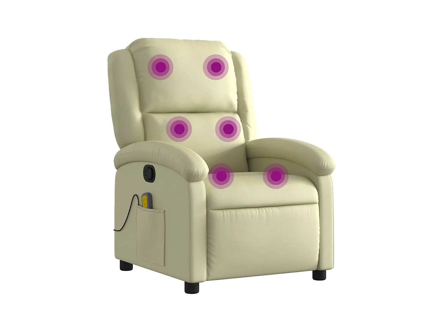 Fauteuil inclinable-Chaise de relax-Fauteuil de Massage crème cuir véritable SHL3635