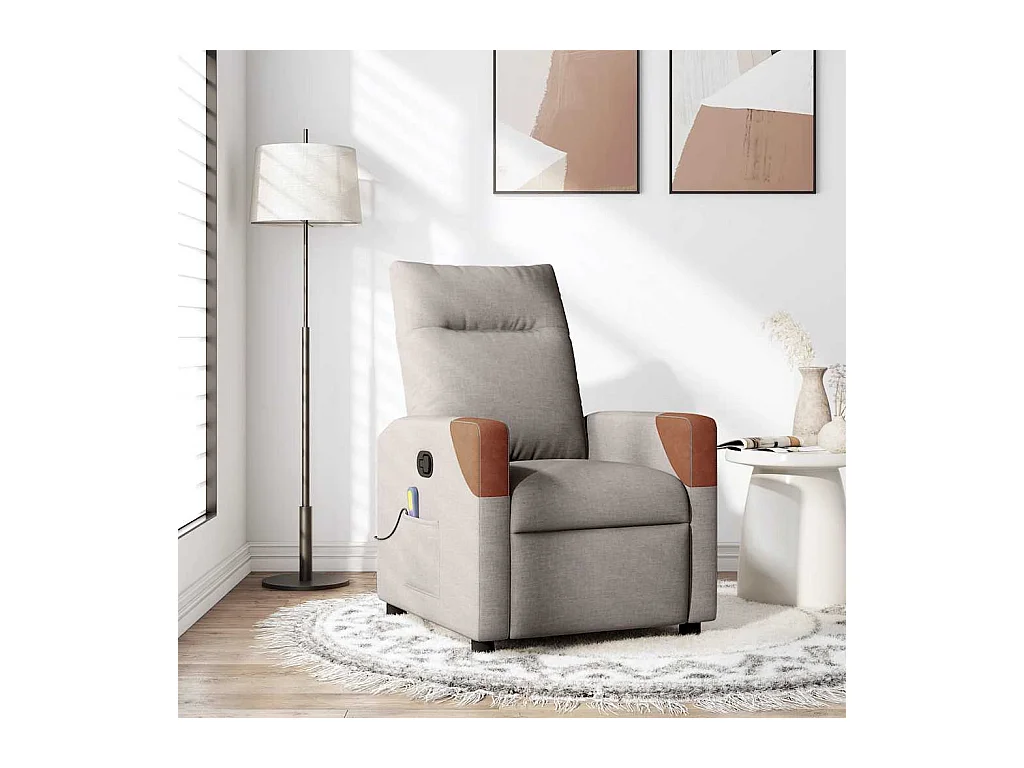 Fauteuil inclinable-Chaise de relax-Fauteuil de Massage Taupe Tissu SHL4565