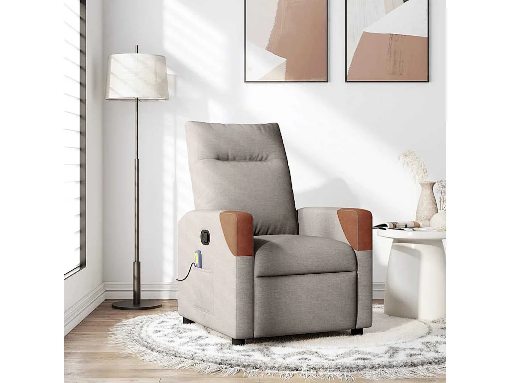 Fauteuil inclinable-Chaise de relax-Fauteuil de Massage Taupe Tissu SHL4565
