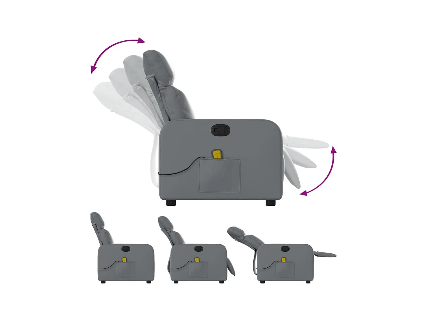 Sillón de salón | Silla | Sillón de masaje reclinable cuero sintético gris SHL9241