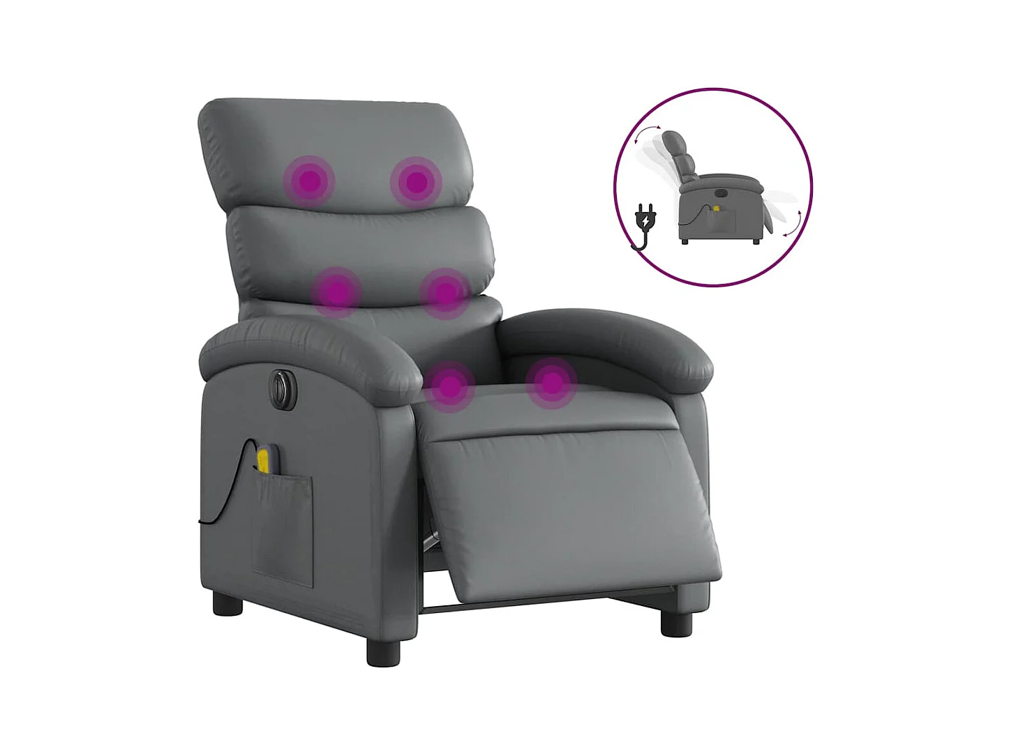 Sillón de salón | Silla | Sillón de masaje reclinable eléctrico cuero sintético gris SHL9934