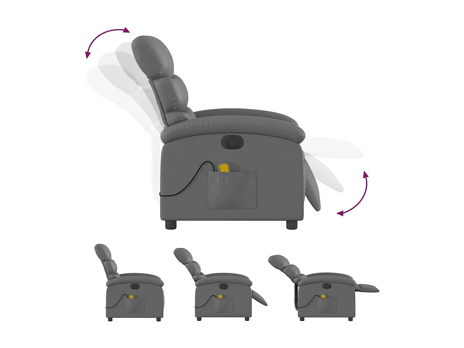 Sillón de salón | Silla | Sillón de masaje reclinable eléctrico cuero sintético gris SHL9934