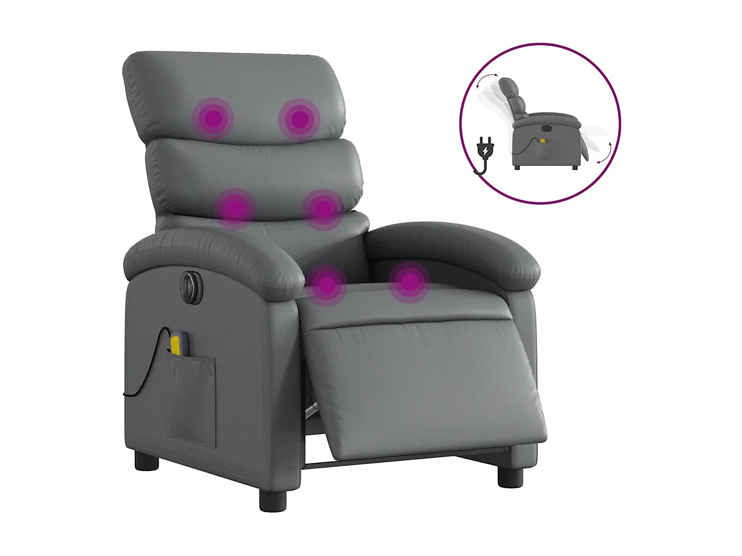 Fauteuil inclinable électrique-Fauteuil de massage pour Salon gris similicuir SHL2219