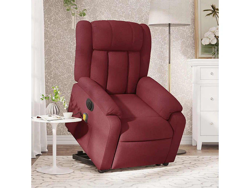 Fauteuil inclinable électrique-Chaise-Fauteuil de Massage Rouge bordeaux Tissu SHL3810