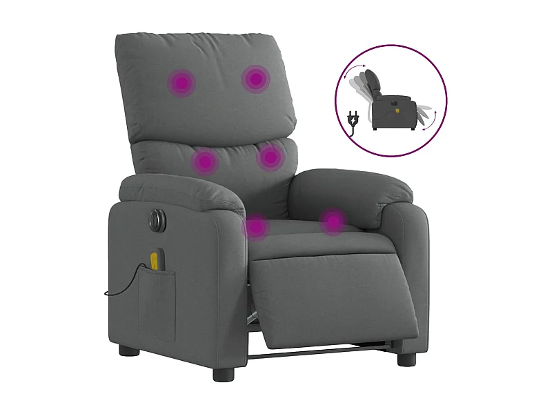 Sillón de relax | Sillón reclinable de masaje eléctrico tela gris oscuro SHL7520