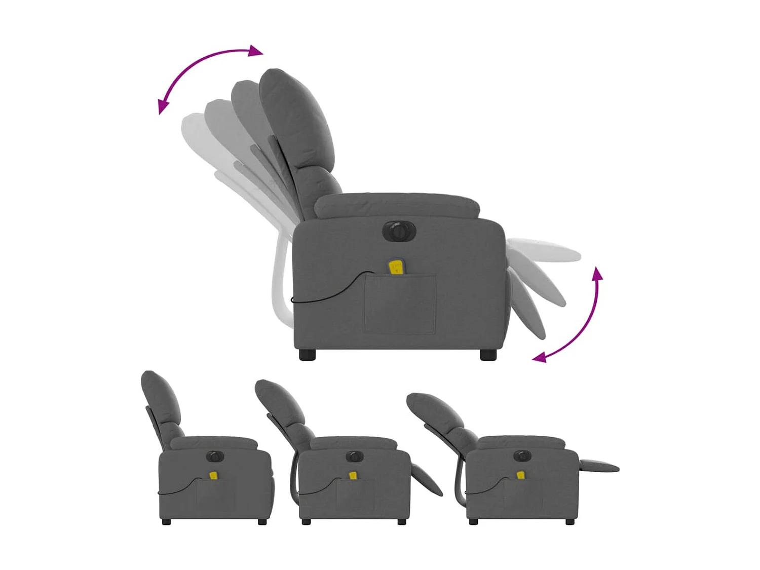 Sillón de relax | Sillón reclinable de masaje eléctrico tela gris oscuro SHL7520