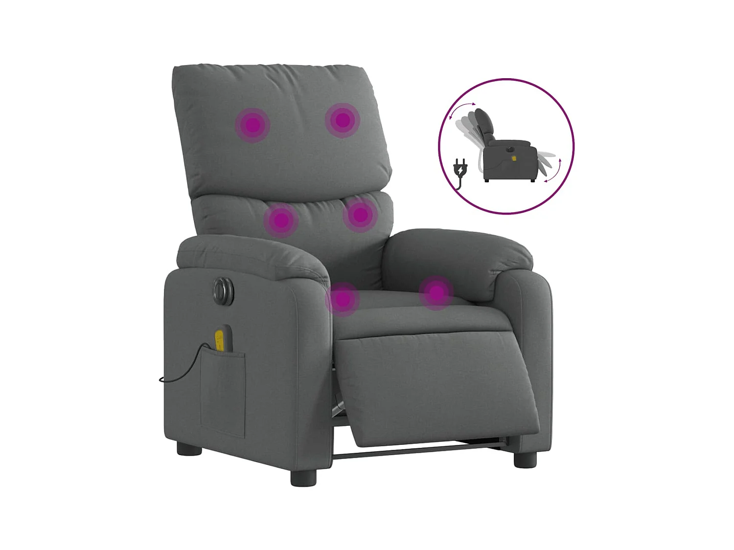 Fauteuil inclinable électrique-Chaise-Fauteuil de Massage gris foncé tissu SHL3983