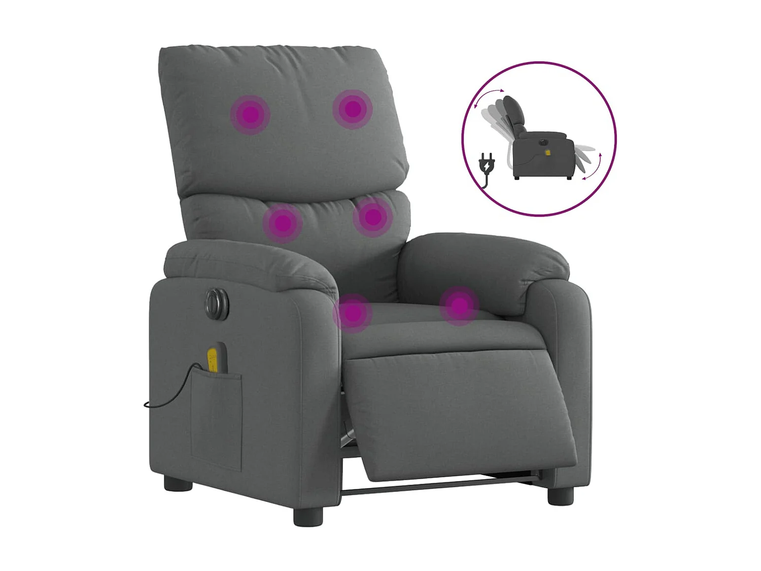 Fauteuil inclinable électrique-Chaise-Fauteuil de Massage gris foncé tissu SHL3983