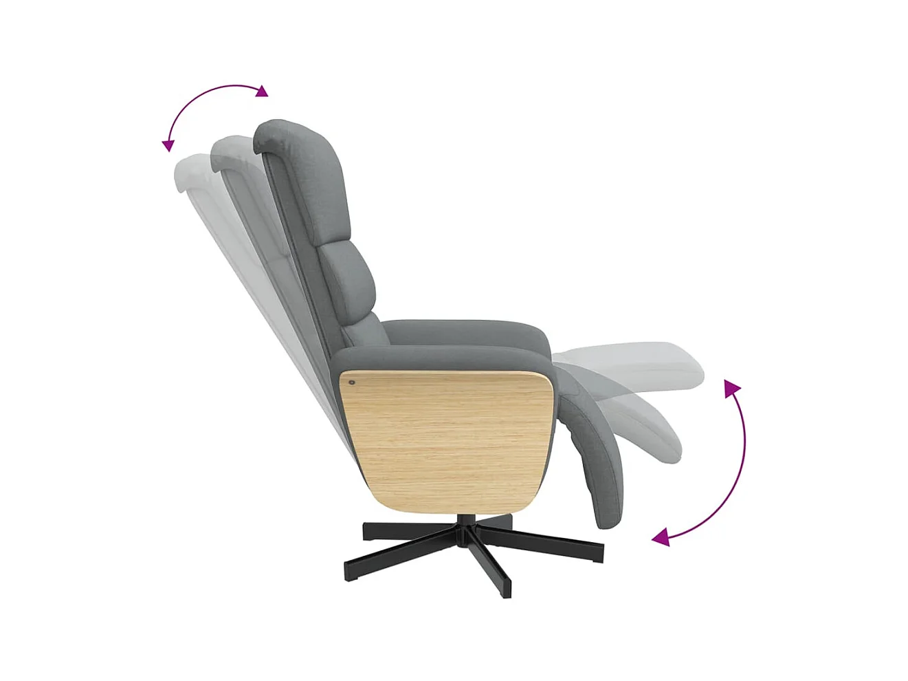 Sillón de relax | Sillón reclinable con reposapiés tela gris claro SHL4388