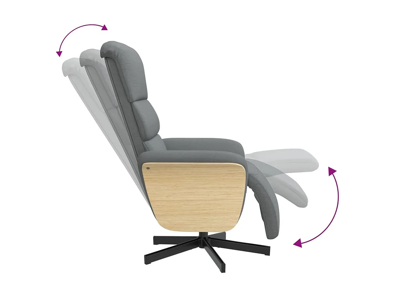 Relaxsessel | Lounge Sessel für Wohnzimmer mit Fußteil Hellgrau Stoff SHL80180