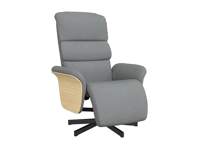 Relaxsessel | Lounge Sessel für Wohnzimmer mit Fußteil Hellgrau Stoff SHL80180