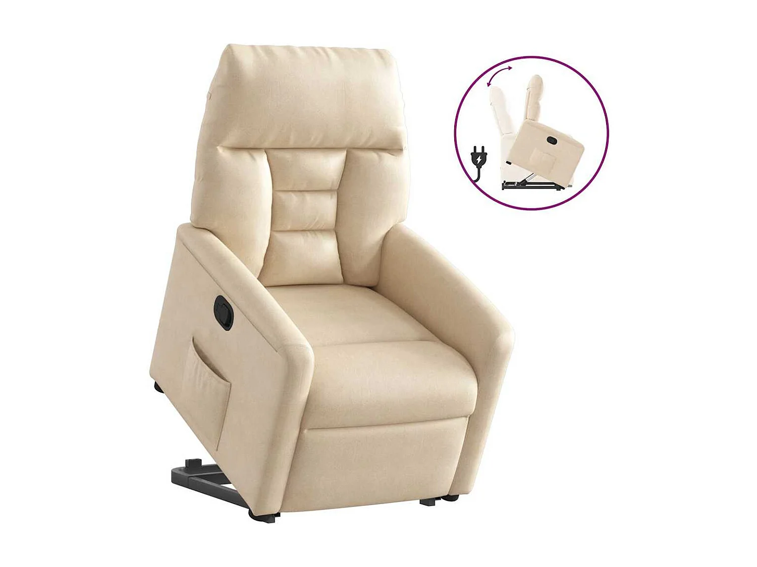 Poltrona Relax | Poltrona salotto | Poltrona Alzapersona Reclinabile Crema in Tessuto Microfibra SHL7346