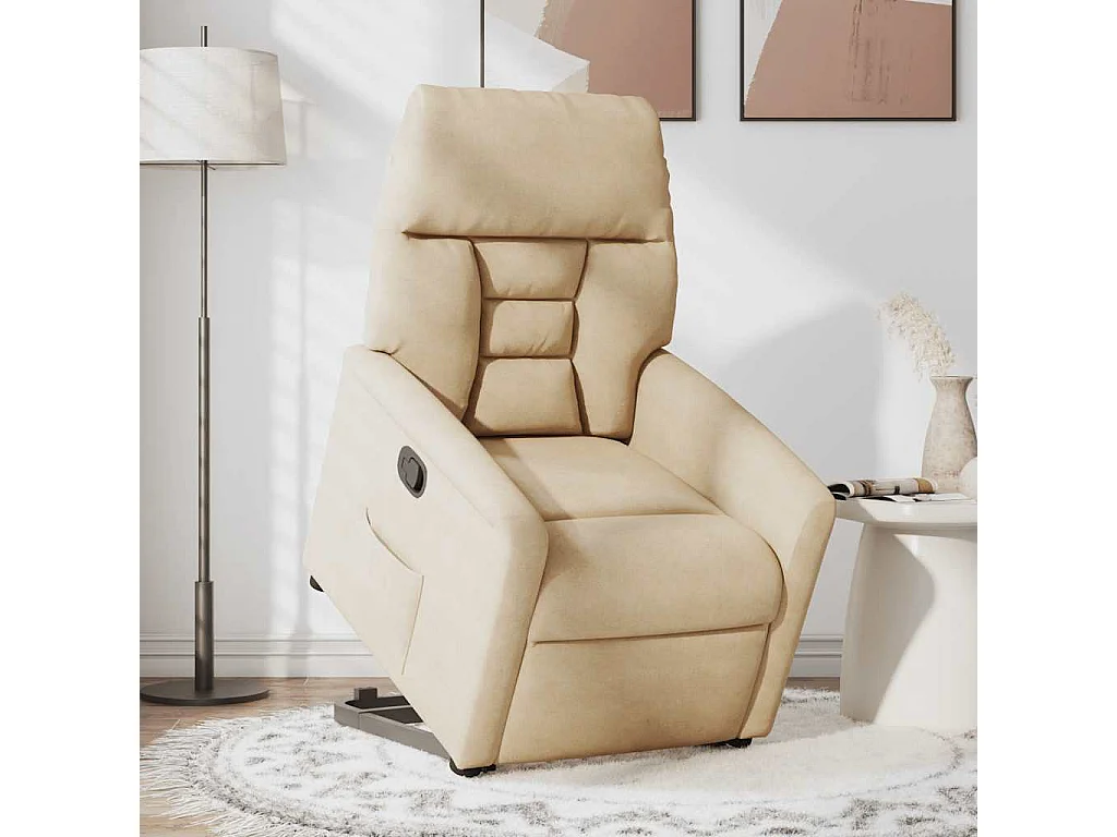 Poltrona Relax | Poltrona salotto | Poltrona Alzapersona Reclinabile Crema in Tessuto Microfibra SHL7346