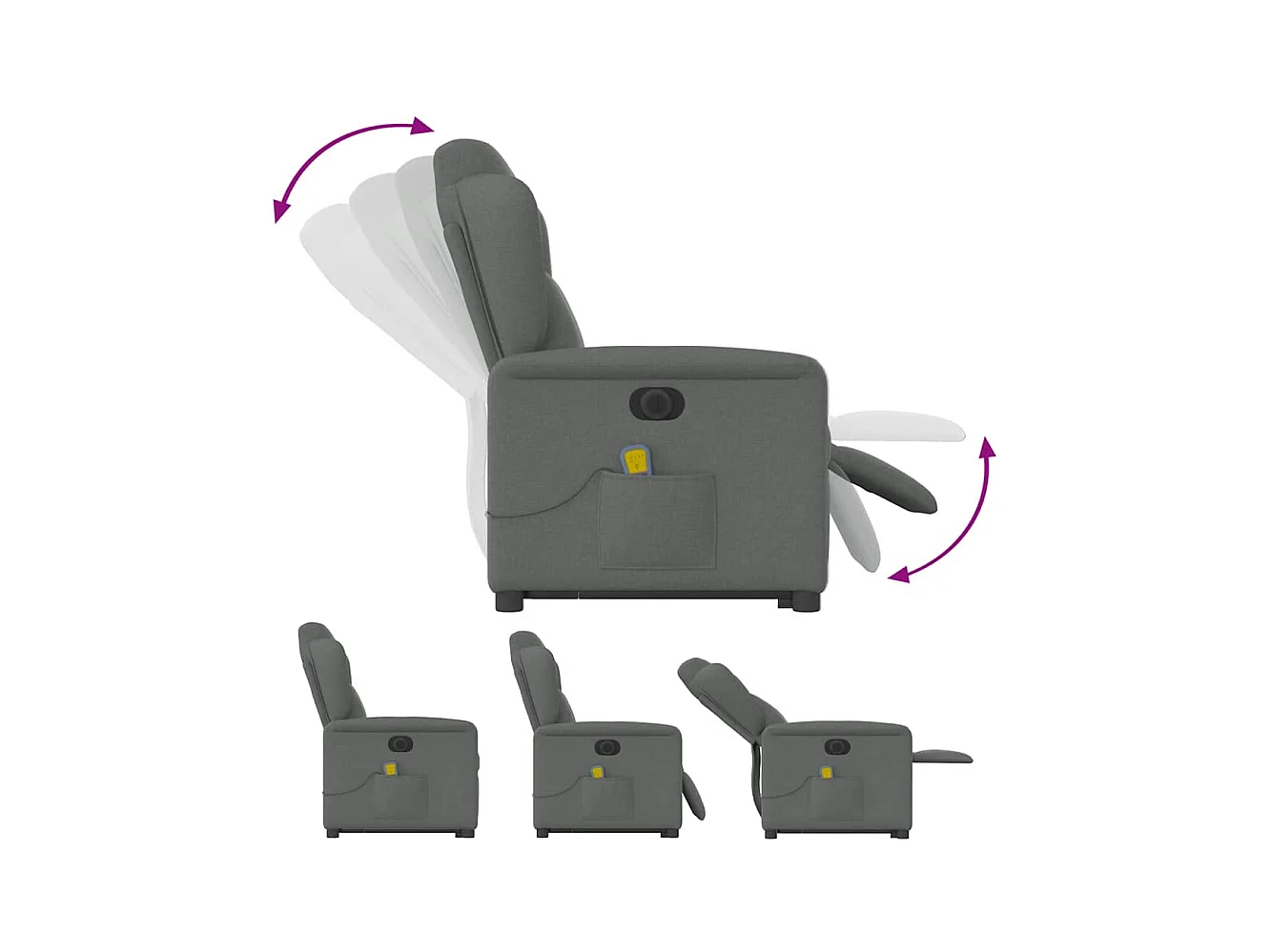 Sillón de salón | Silla | Sillón de masaje eléctrico reclinable elevable tela gris oscuro SHL8536