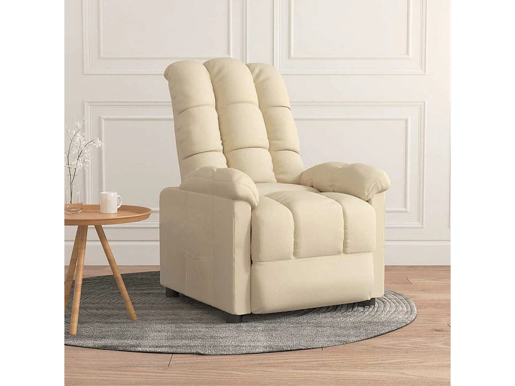 Fauteuil salon-Chaise d'appoint-Fauteuil inclinable 74x99x102 cm Crème Tissu SHL1732